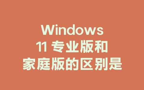 Windows11 专业版和家庭版的区别是什么